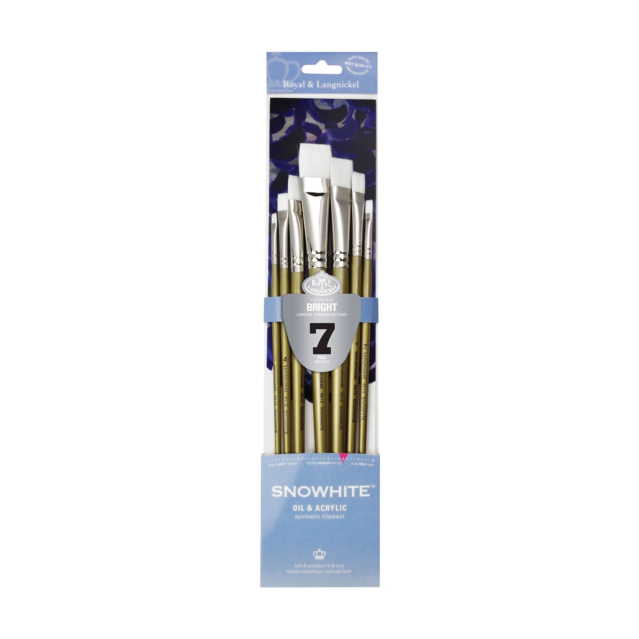 RSET-4510 | Snowhite™ 7pc Oil & Acrylic Bright Brush Set – Royal Brush ...